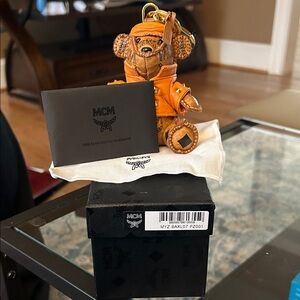 MCM Orange Leather Bear Charm